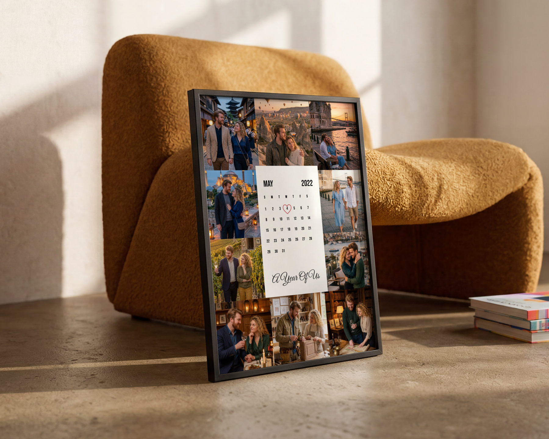 Takvim Kolaj Şeklinde Kişiye Özel Çerçeveli Poster