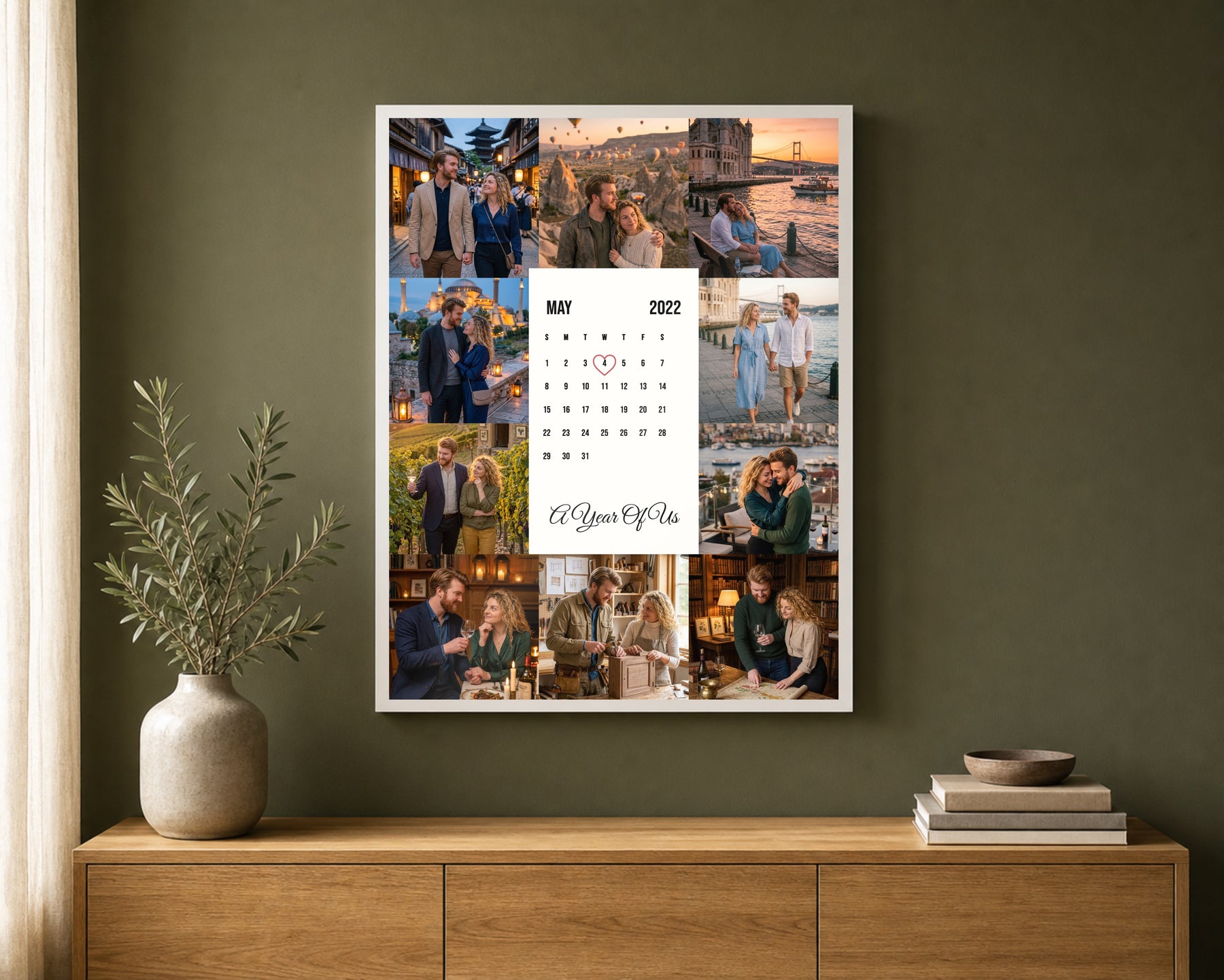 Takvim Kolaj Şeklinde Kişiye Özel Çerçeveli Poster