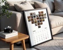 Fotoğraflı ve Tarihli Kalp Şeklinde Kişiye Özel Poster Tablo