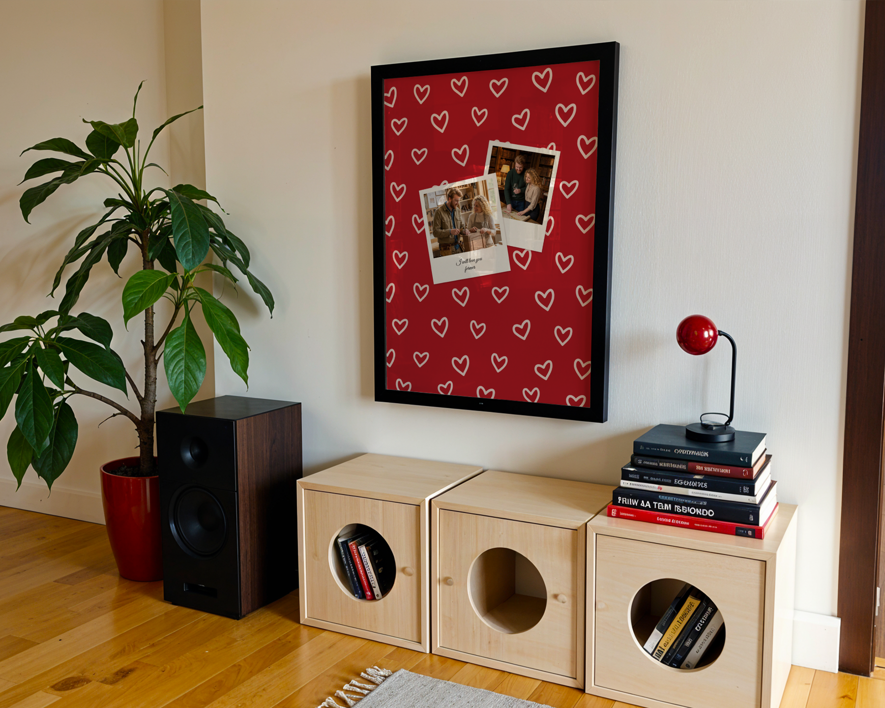 Polaroid Fotoğraflı Aşk Temalı Kişiye Özel Çerçeveli Poster