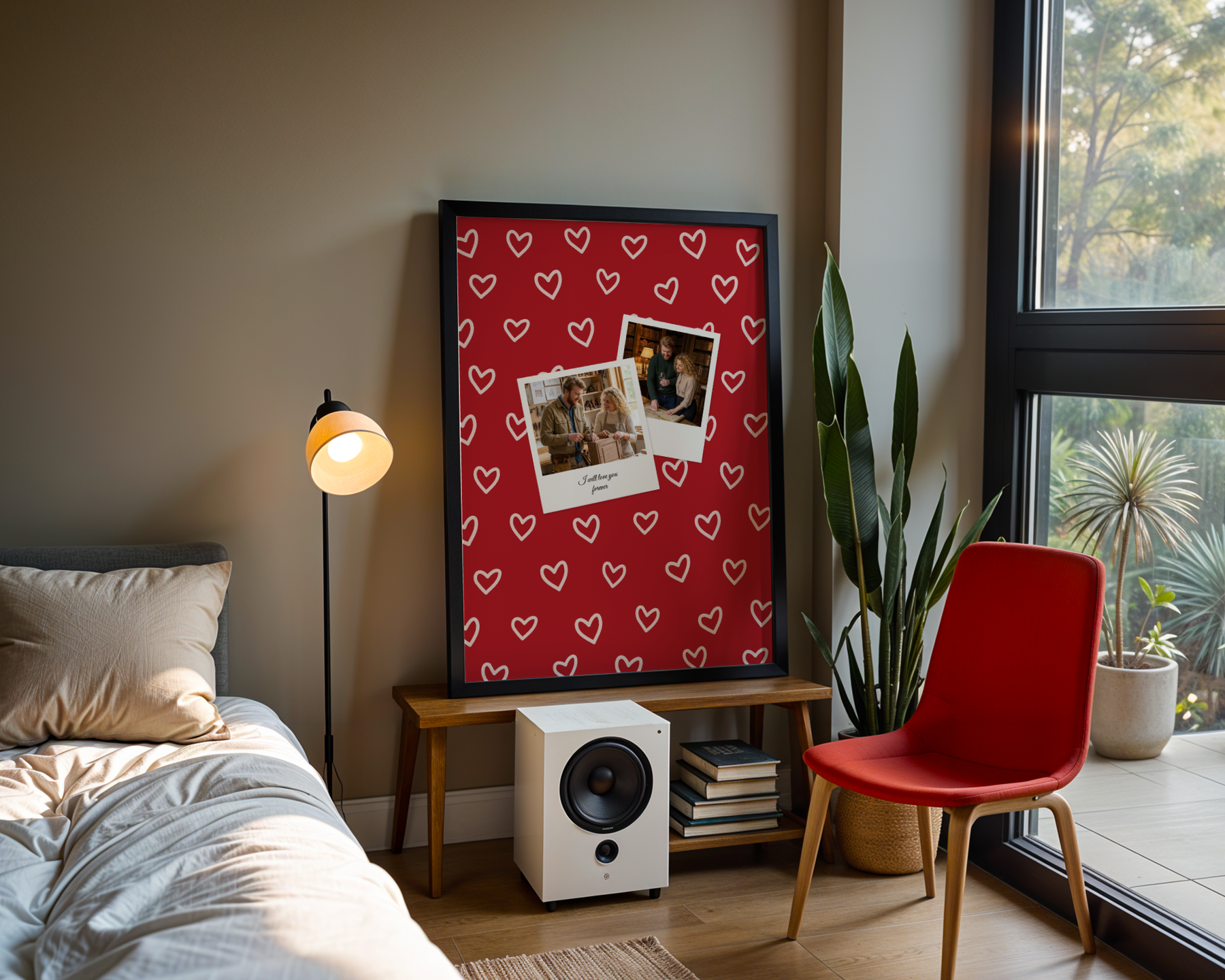 Polaroid Fotoğraflı Aşk Temalı Kişiye Özel Çerçeveli Poster