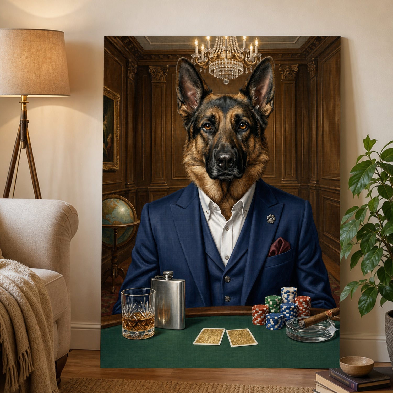 Pet Art Poker Beyfendisi Kanvas Tablo