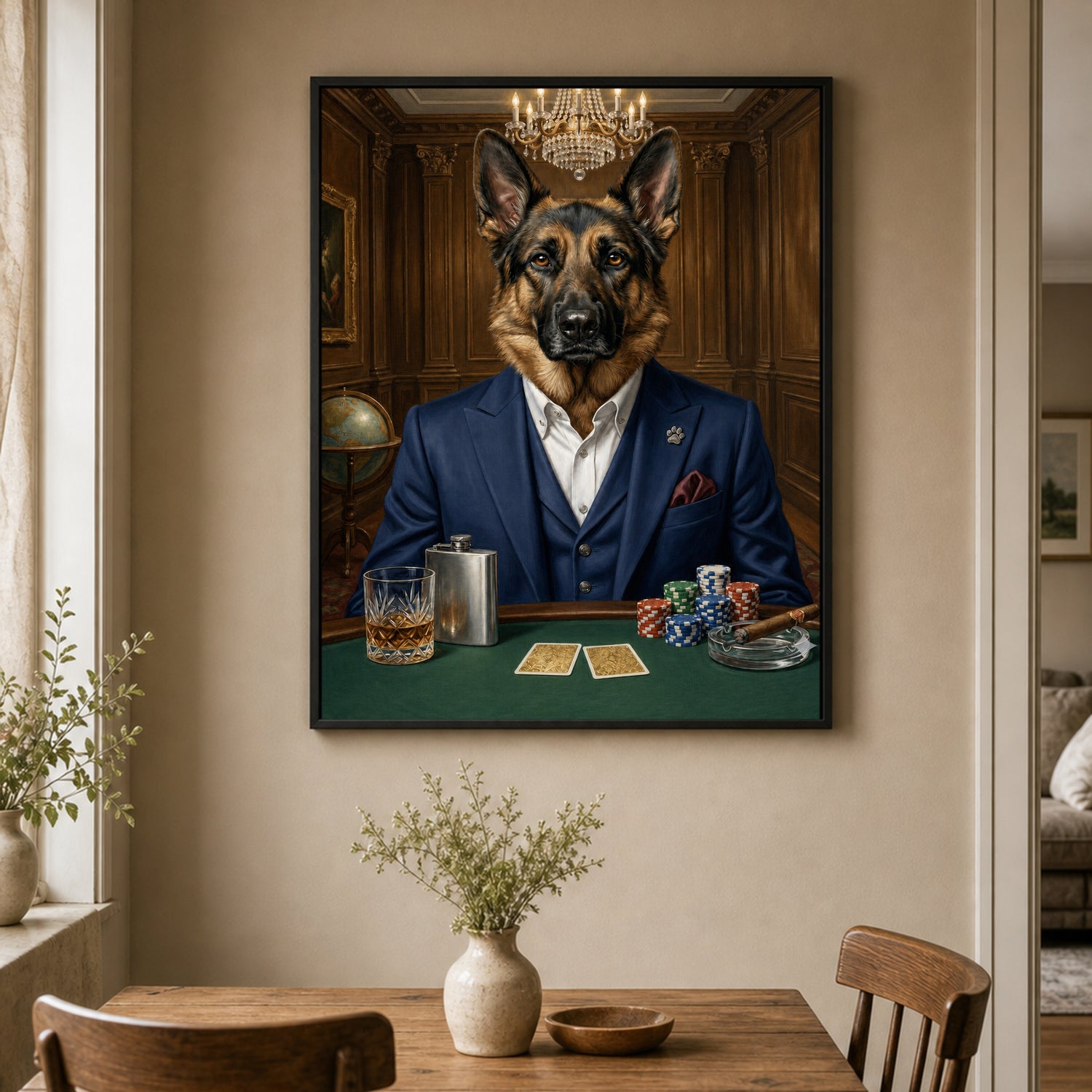 Pet Art Poker Beyfendisi Kanvas Tablo