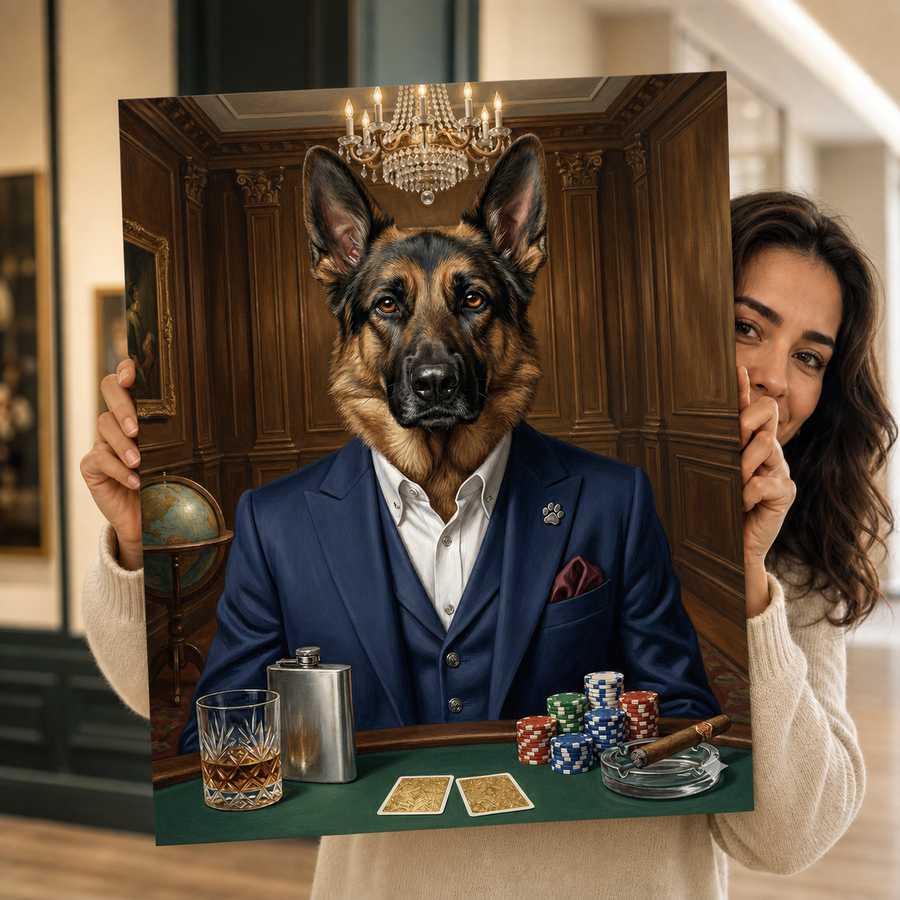 Pet Art Poker Beyfendisi Kanvas Tablo