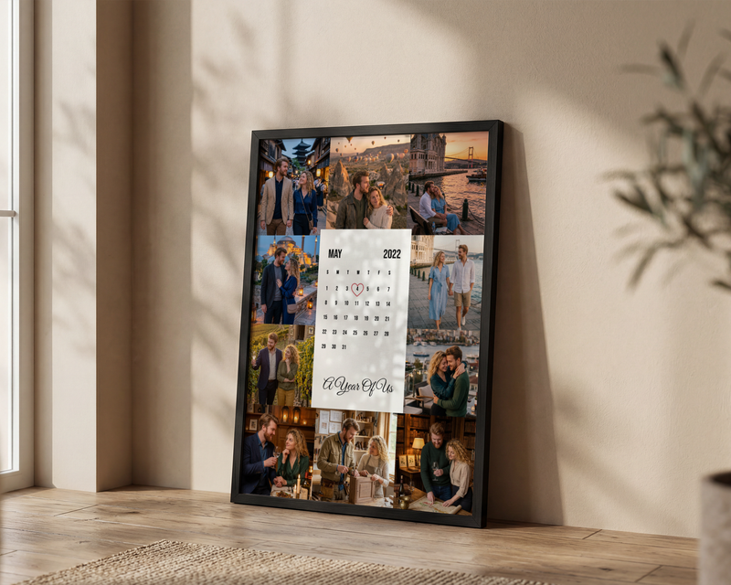 Takvim Kolaj Şeklinde Kişiye Özel Çerçeveli Poster