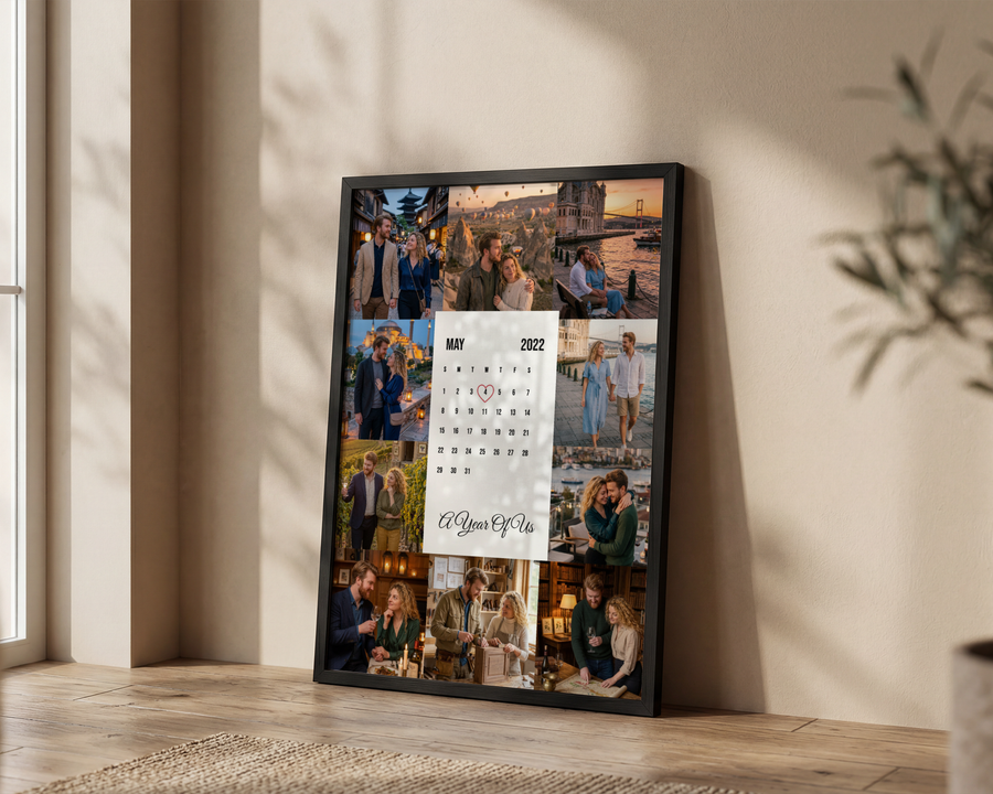Takvim Kolaj Şeklinde Kişiye Özel Çerçeveli Poster