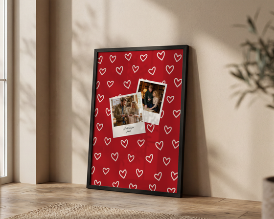 Polaroid Fotoğraflı Aşk Temalı Kişiye Özel Çerçeveli Poster