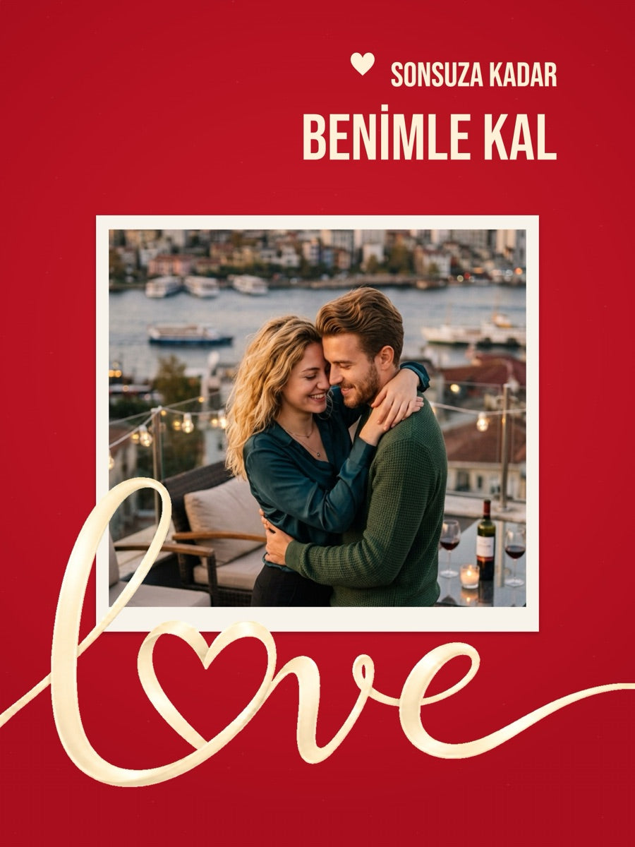 Sonsuza Kadar Benimle Kal Kişiye Özel Çerçeveli Poster tasarım örneği